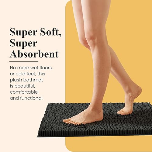 Miniatura 8 de Tapete de baño de felpilla suave, tapete de microfibra absorbente, lavable a máquina, antideslizante y secado rápido, para baño, ducha, habitación o