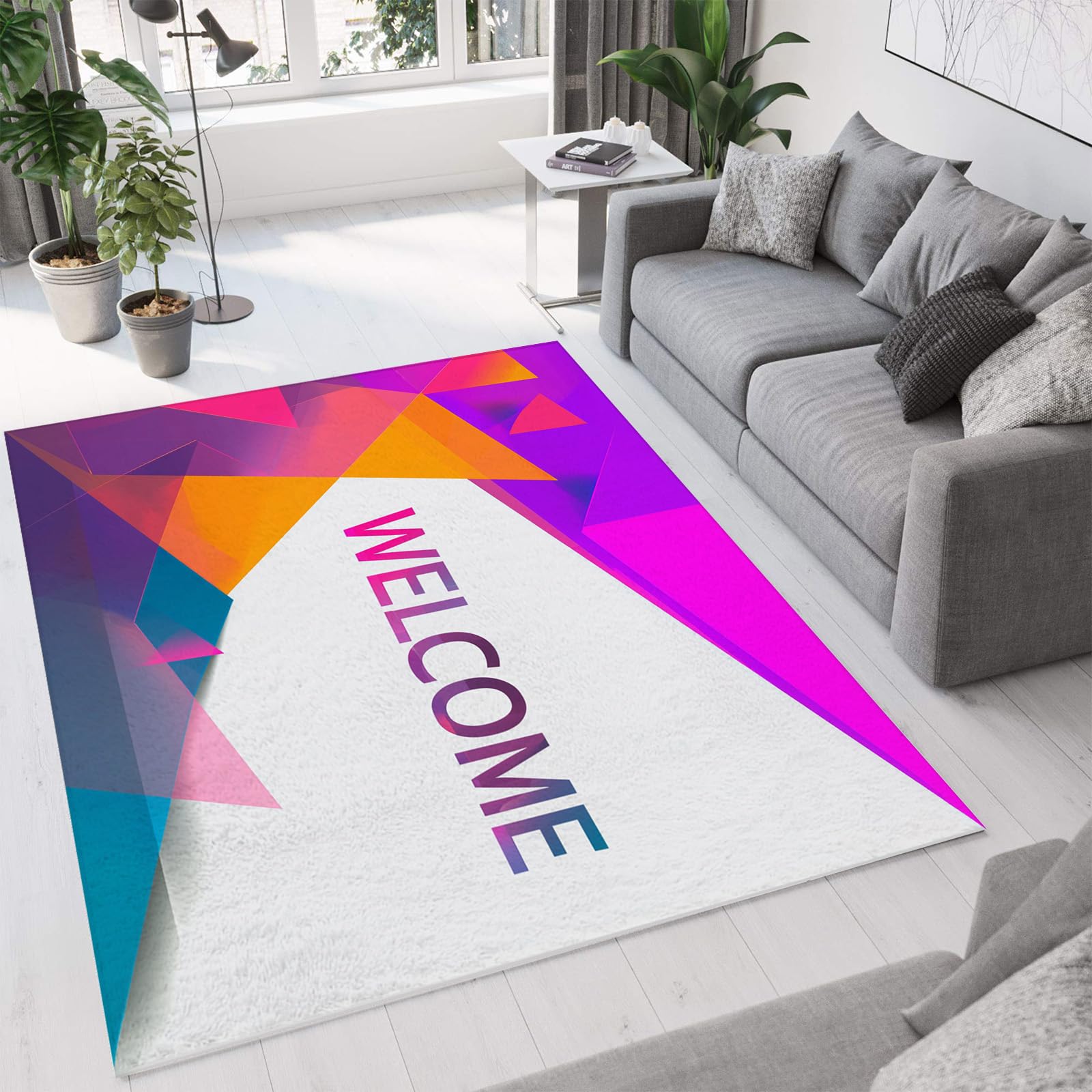 Tapis de salon violet abstrait pour créer une ambiance moderne et cosy