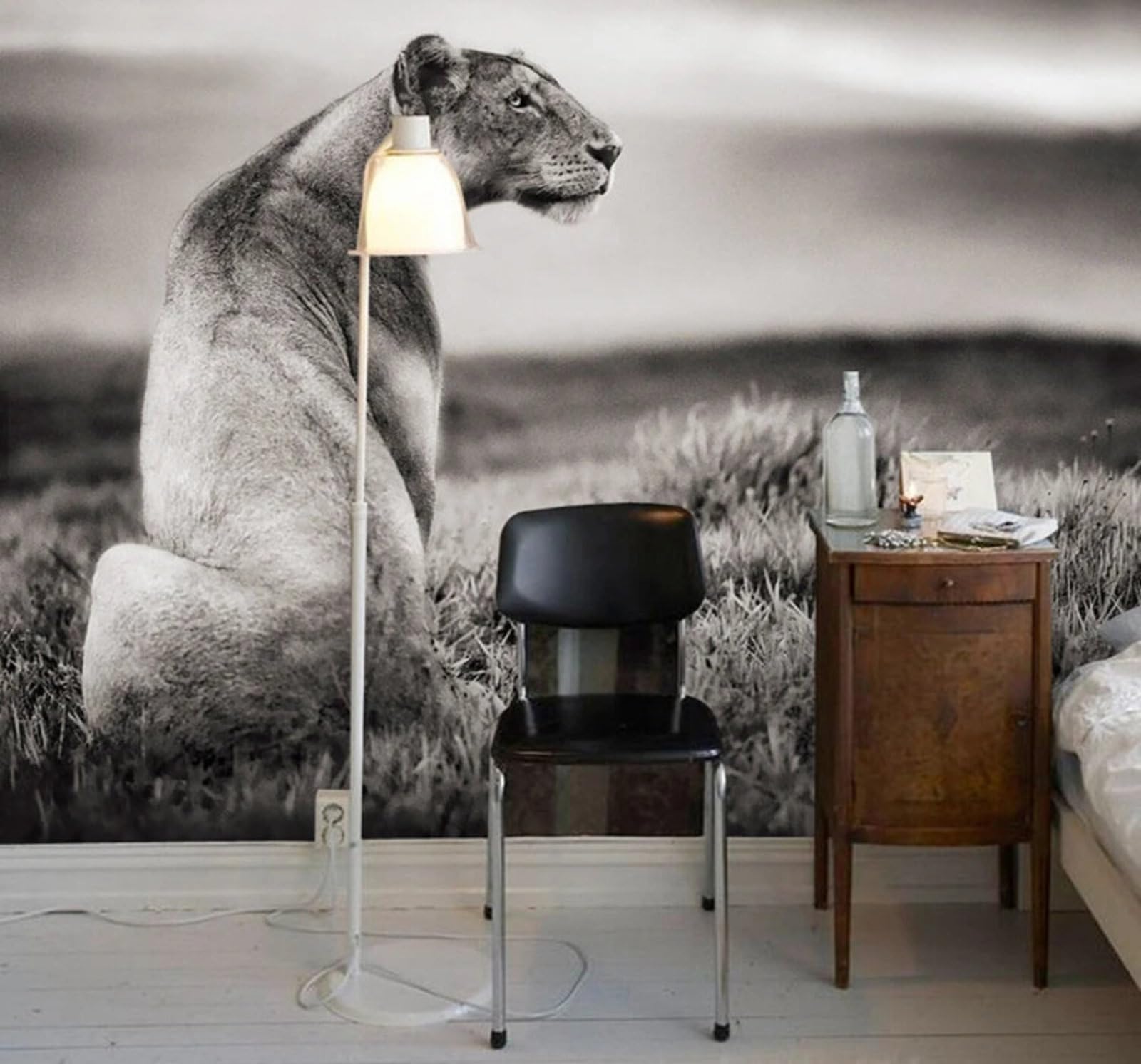 Wallpaper-3D-Xlm 250Cm×170Cm(B×H) Retro Three Dimensional Animals Lion Savannah 3D Wallpaper Easy Install Feature Office Living Room Sofa Bedroom Tv Background Wall Decoration-250Cm×170Cm