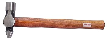 VISKO 719 300 Gms. Cross Pein Hammer | Wooden Handle | Heat Treatment Drop-Forged Hammerhead for Pulling nails | Demolition work | Splitting Wood | Brown |