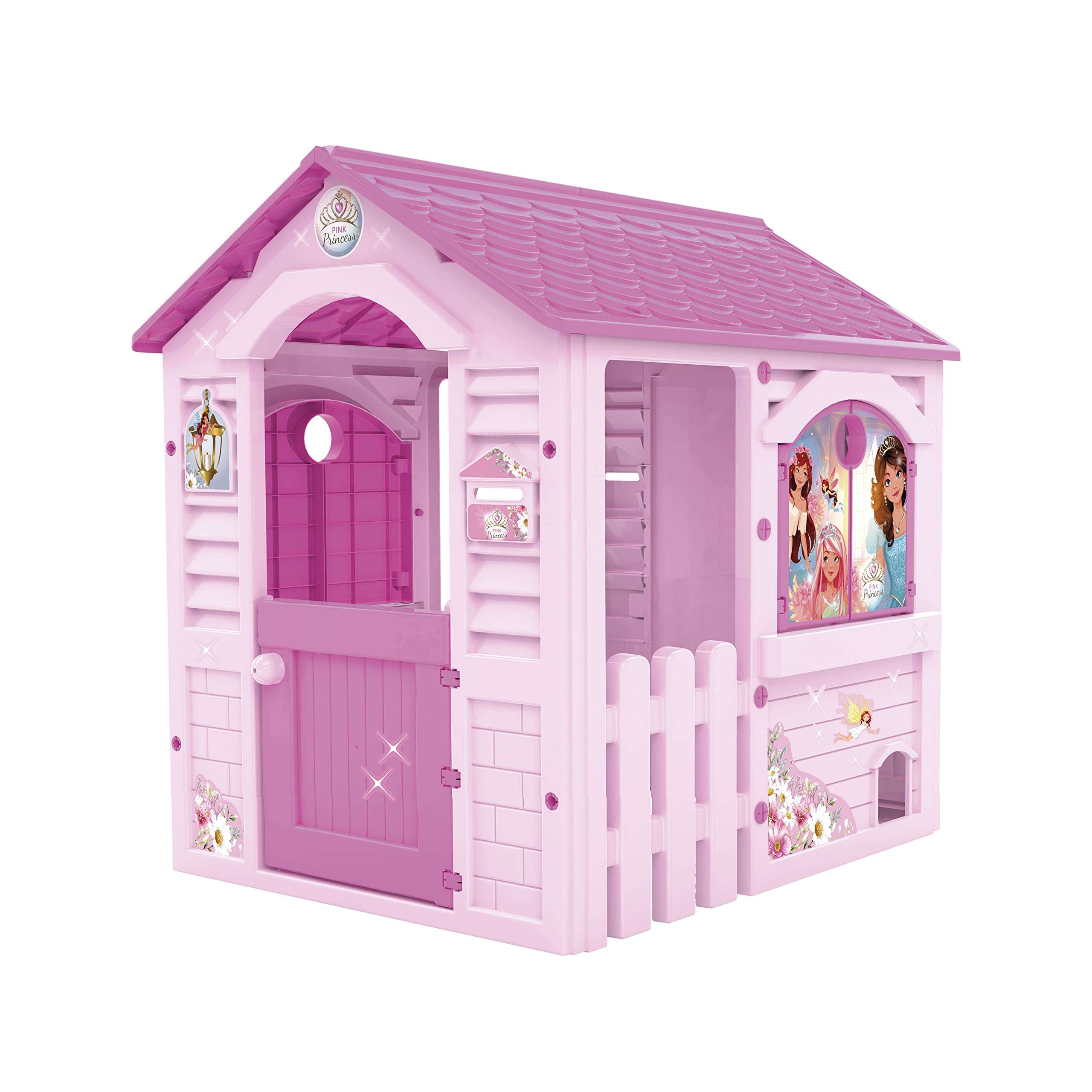 Chicos - Casita Infantil Exterior Pink Princess | Casa Infantil Apta para Interior y Exterior | Incluye Adhesivos para decorarla, Fabricada en plástico Resistente y Duradero | Rosa (89613)