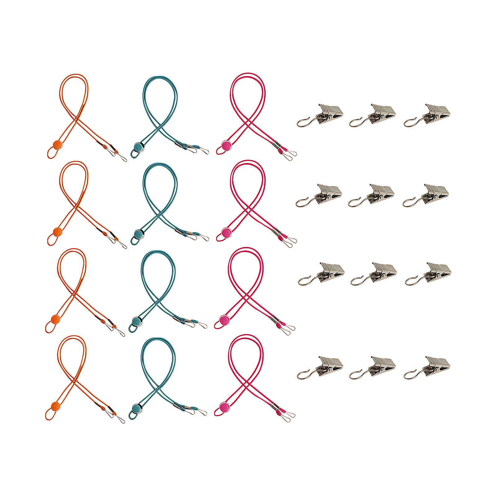 WGBOSMG Cord Clip Set for Embroidery Fabric, 12 Color Cords with 12 Metal Clips for Needlework Side Tension and Sewing Embroidery Fabric Clips