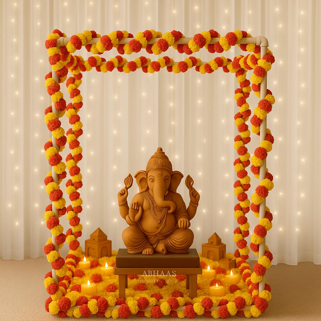 Abhaas Pooja Mandap Decoration Set with Marigold Garlands