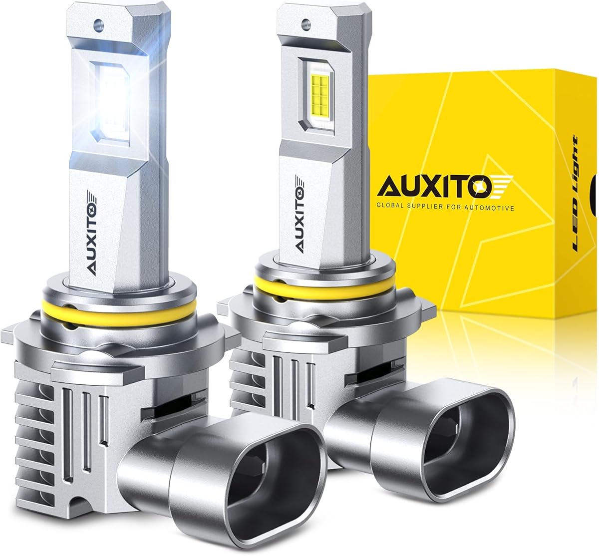 AUXITO 9005/H B3 Light Bulb, 30000LM 900% 6500K Cool White Fanless Automotive Fog Light Bulbs, Pack of 2