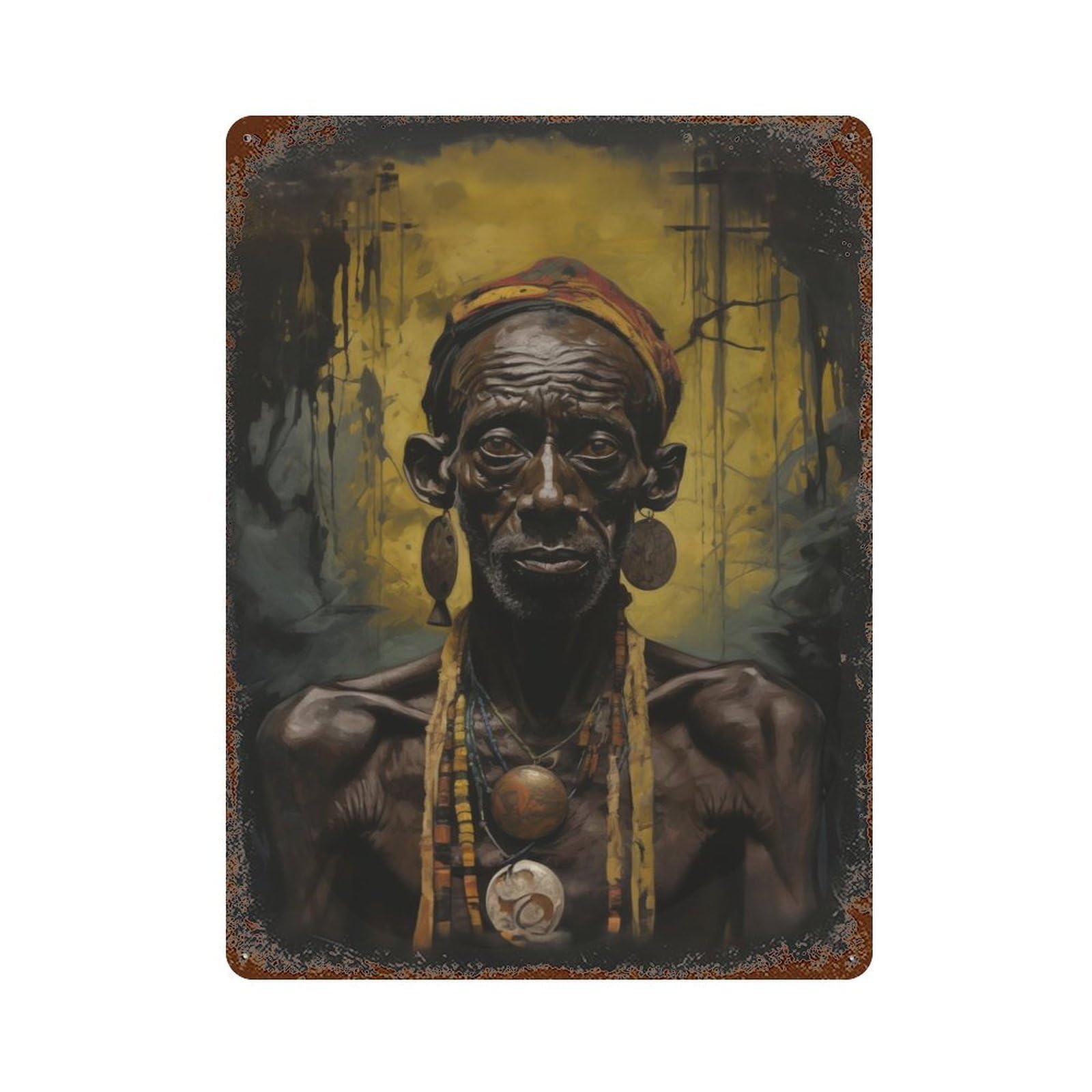 Africa Rusty Metal Tin Sign 15.7"x11.8", for Living Room, Hallway And Home Decor, Old School Wall Decor