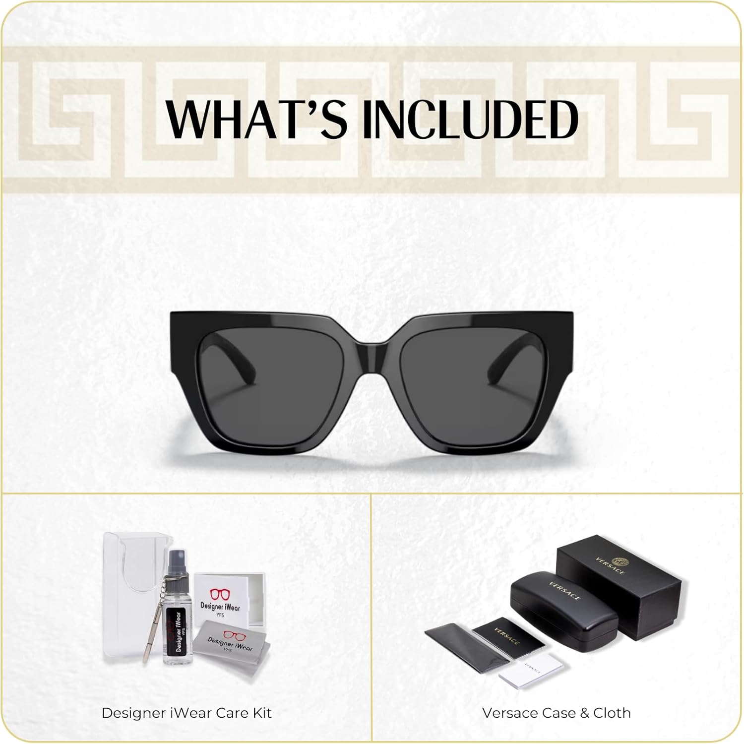 Versace VE4409F Square Sunglasses for Women +BUNDLE with ACCESSORY EYEWEAR KIT - Image 2