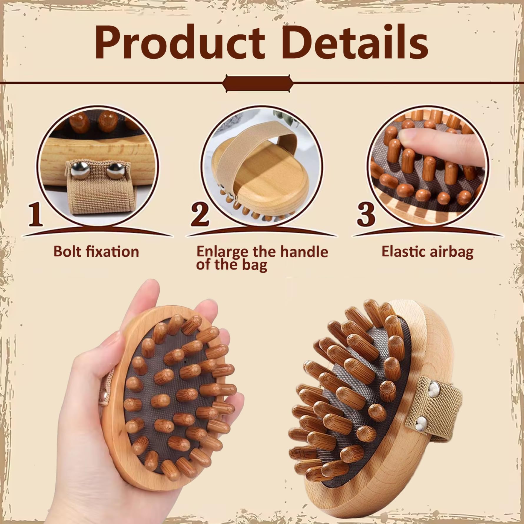 Brosse méridienne de massage pour le corps, outils de massage portables en bois avec sangle, masseur corporel Gua Sha pour éliminer la cellulite, façonner, soulager les douleurs musculaires, Style-1