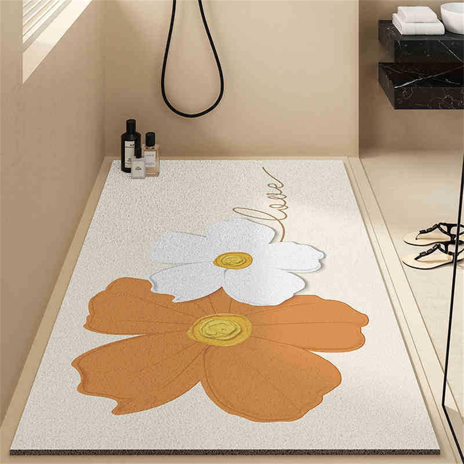SSDDLZEQ High-end Stylish Cute Rubber Loofah Mat For Shower(Daisy,60x90cm)