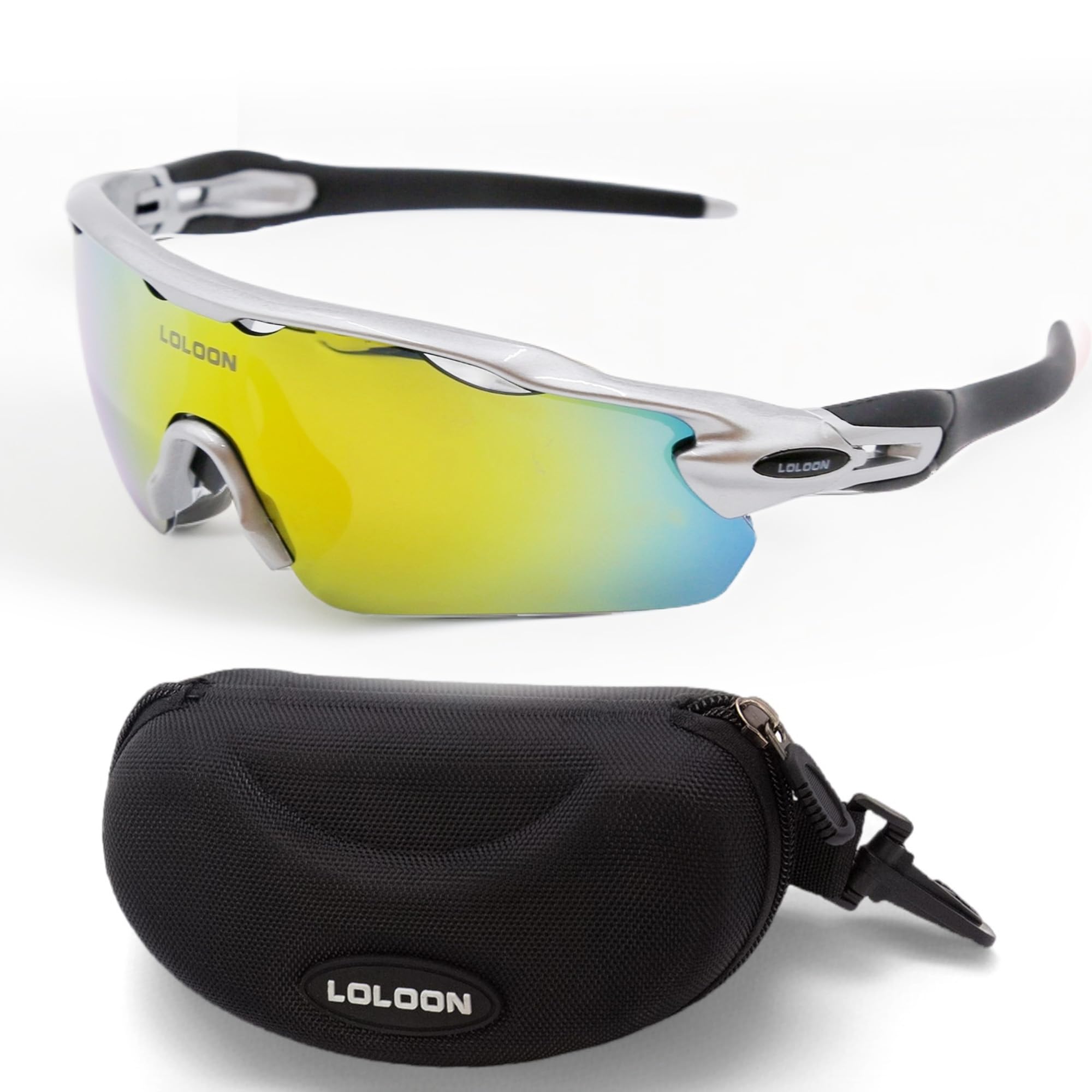 LOLOON Cycling Sunglasses for Men Women Youth, Wrap Around Sports Sunglasses for Running Climbing Bike Baseball Softball Golf