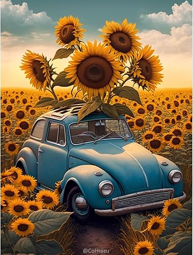 CoHraeu Pintura de diamante de girasol, kits de pintura de diamante para adultos, niños principiantes, kits de arte de diamantes 5D, pintura con