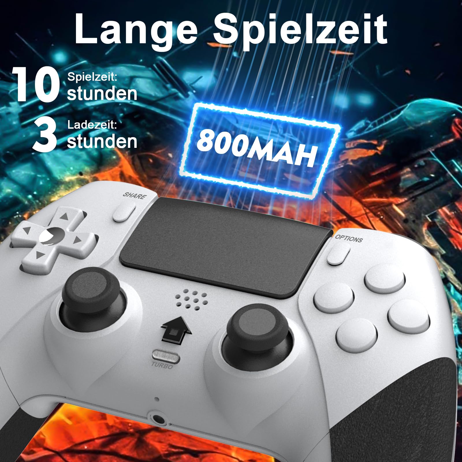 Shiptree Wireless Controller per PS-4, Gamepad Joystick Controller per Ps4/Pro/Slim/PC con Turbo & Macro M1/M2,Controllers con Touch Panel/Doppia Vibrazione/6-Axis/3.5mm Jack Audio (Bianco)