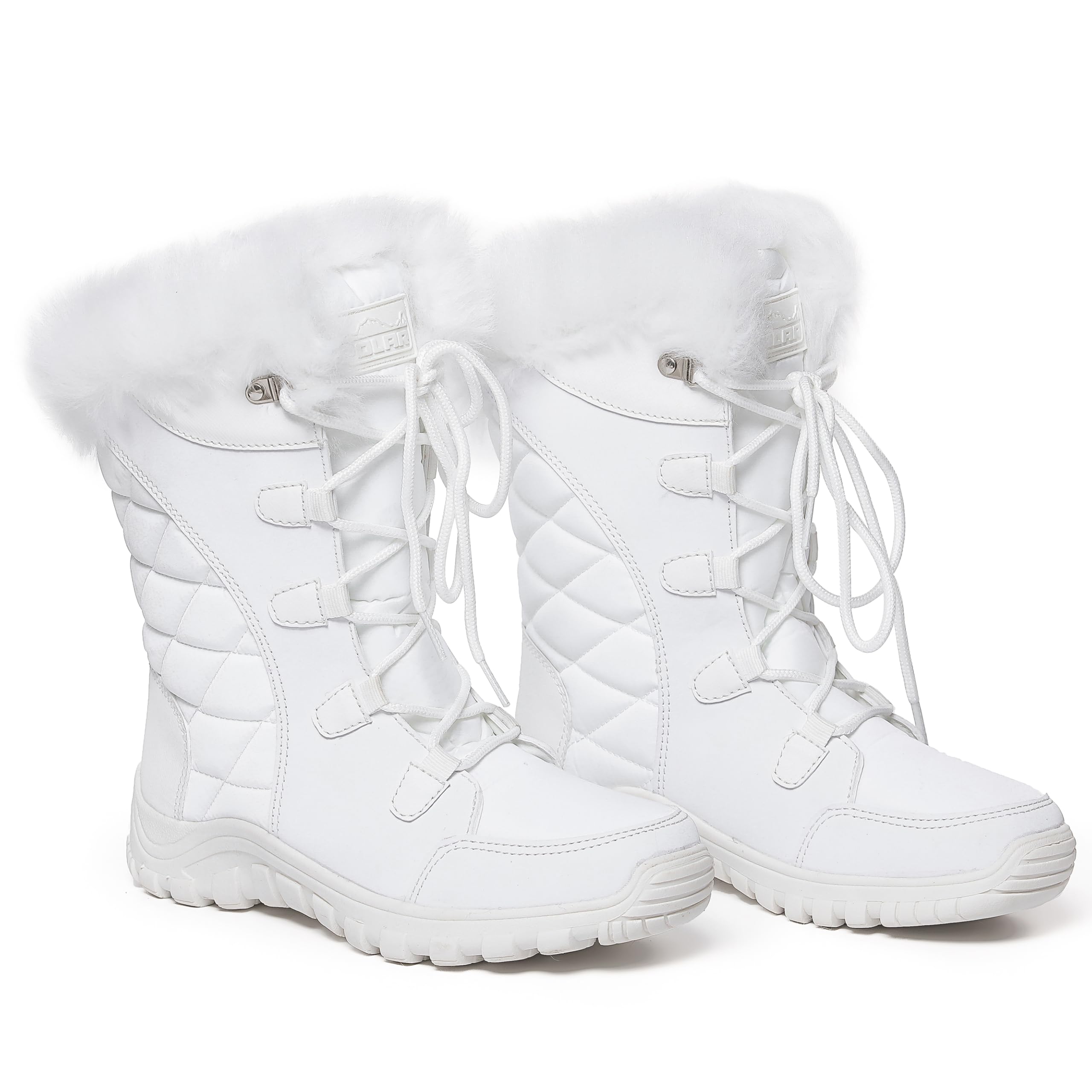 Polar Womens Quilted Faux Fur Cuff Winter Duck Rubber Sole Durable Snow Rain Outdoor Boot - UK5/EU38