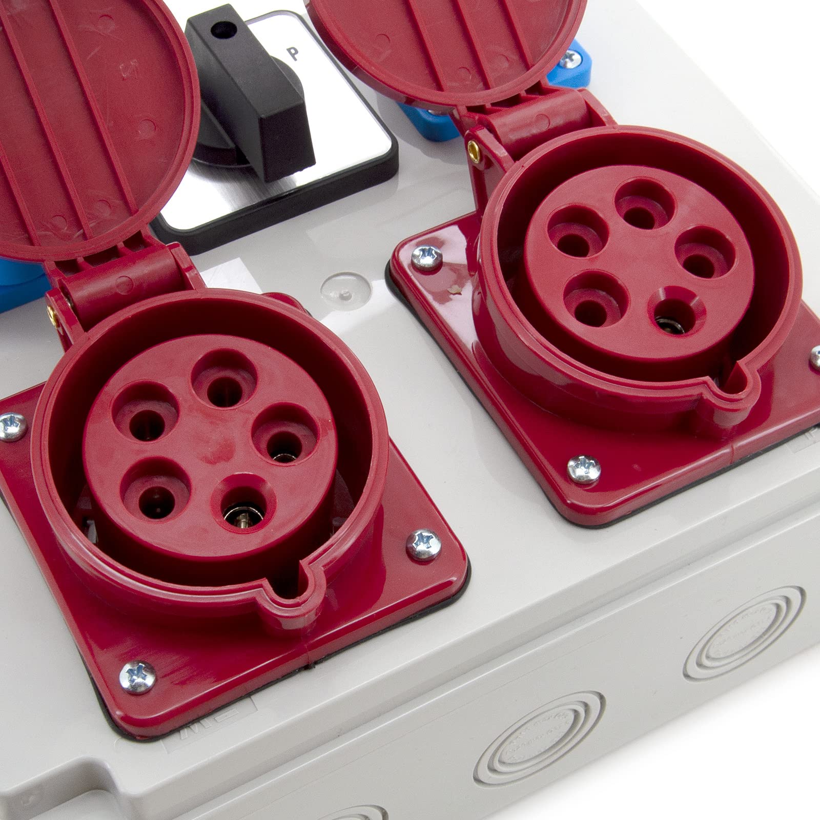 ELS Elektrotechnika Distribuidor de corriente de pared Schuko, 2 x 230 V + 2 x CEE 32 A + interruptor de leva L-0-P, cableado, listo para conectar, para obras, taller, garaje, IP44