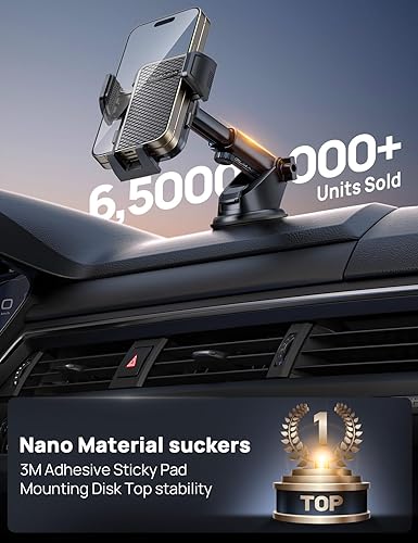 Miniatura 2 de Soporte ajustable para parabrisas de automóvil, soporte de tablero de ventosa para todos los teléfonos celulares, (+ gancho de ventilación) grado