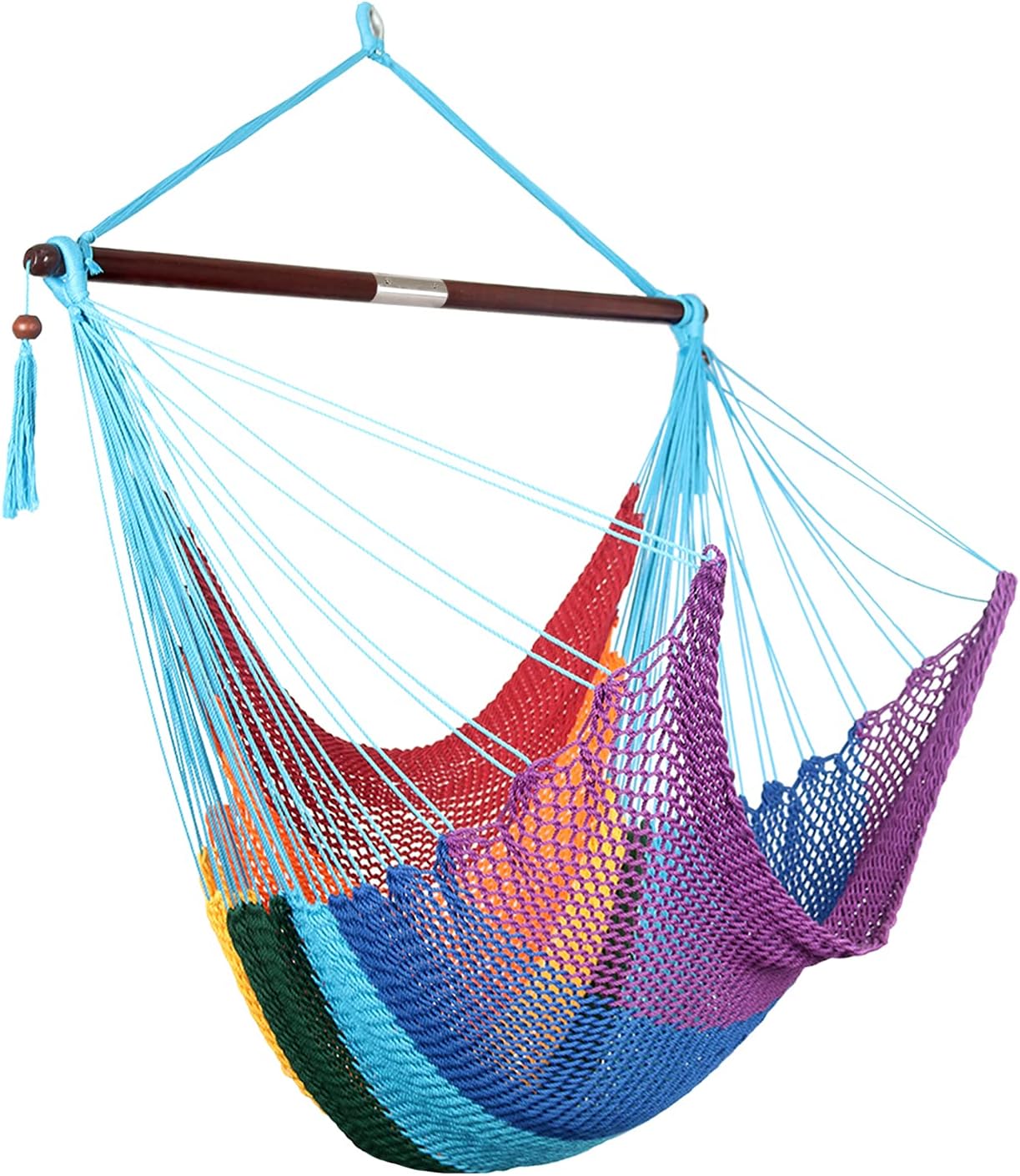 Moonlight Caribbean Hammock Hanging Chair, Durable Polyester Hanging Chair, Indoor/Outdoor Garden & Living Room