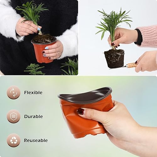 Miniatura 5 de GACEI 300 macetas de plástico de 4 pulgadas para plantas, macetas pequeñas de plántulas para suculentas, macetas con agujeros de drenaje, vienen con