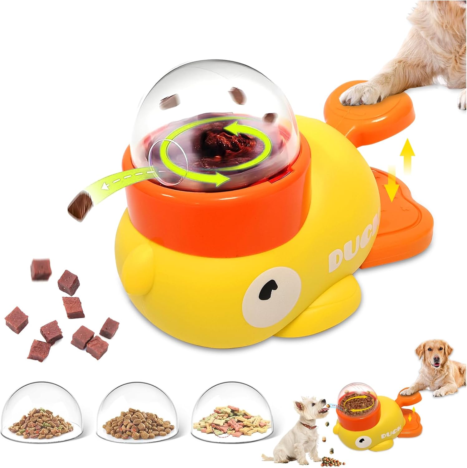 Eendvorm Interactieve Voederdispenser, Hond Slow Feeder Speelgoed, 2 in 1 Slow Feeder Hond