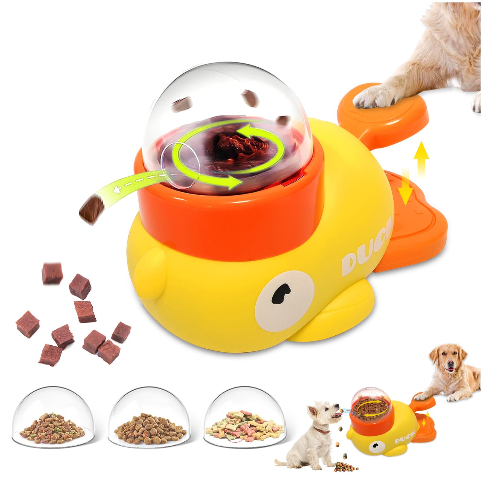 Entenform Interaktive Futterspender,Hund Slow Feeder Spielzeug,2 in 1 Slow Feeder Hund Intelligenzspielzeug,Duck Dog Treat Food Dispenser,Interaktives Hundespielzeug für Hunde Katzen