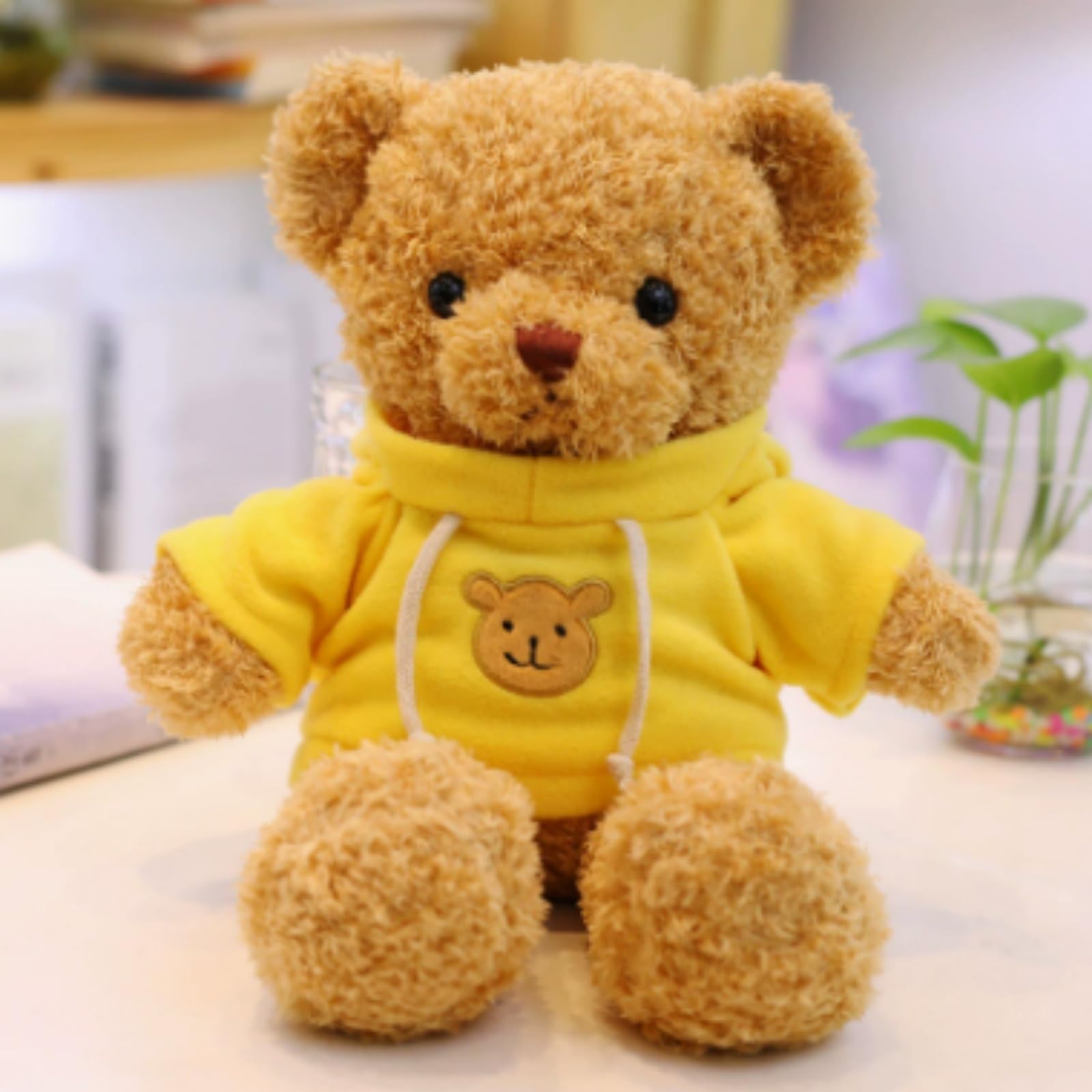 Teddybär Weiches Fell Teddybär mit Kapuze Tatzendruck Plüschtier Kuscheltier Stofftier Geschenk (100CM)