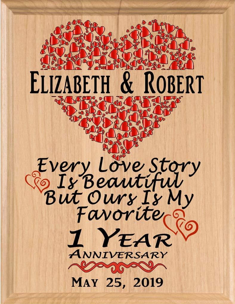 Broad Bay Personalized Anniversary Sign Wedding Anniversary Custom Name & Year Gift for Husband Wife Couple Him Her Man Woman Select 1 to 80 Years (Every Love Story Is Beautiful