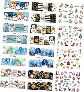ABOOFAN 60 Folhas Adesivos De Arte Para Unhas Adesivos De Natal Adesivos De Arte Para Unhas Adesivos De Esmalte Adesivos De Floco De Neve Adesivos De Transferência De Água Para Tatuagens