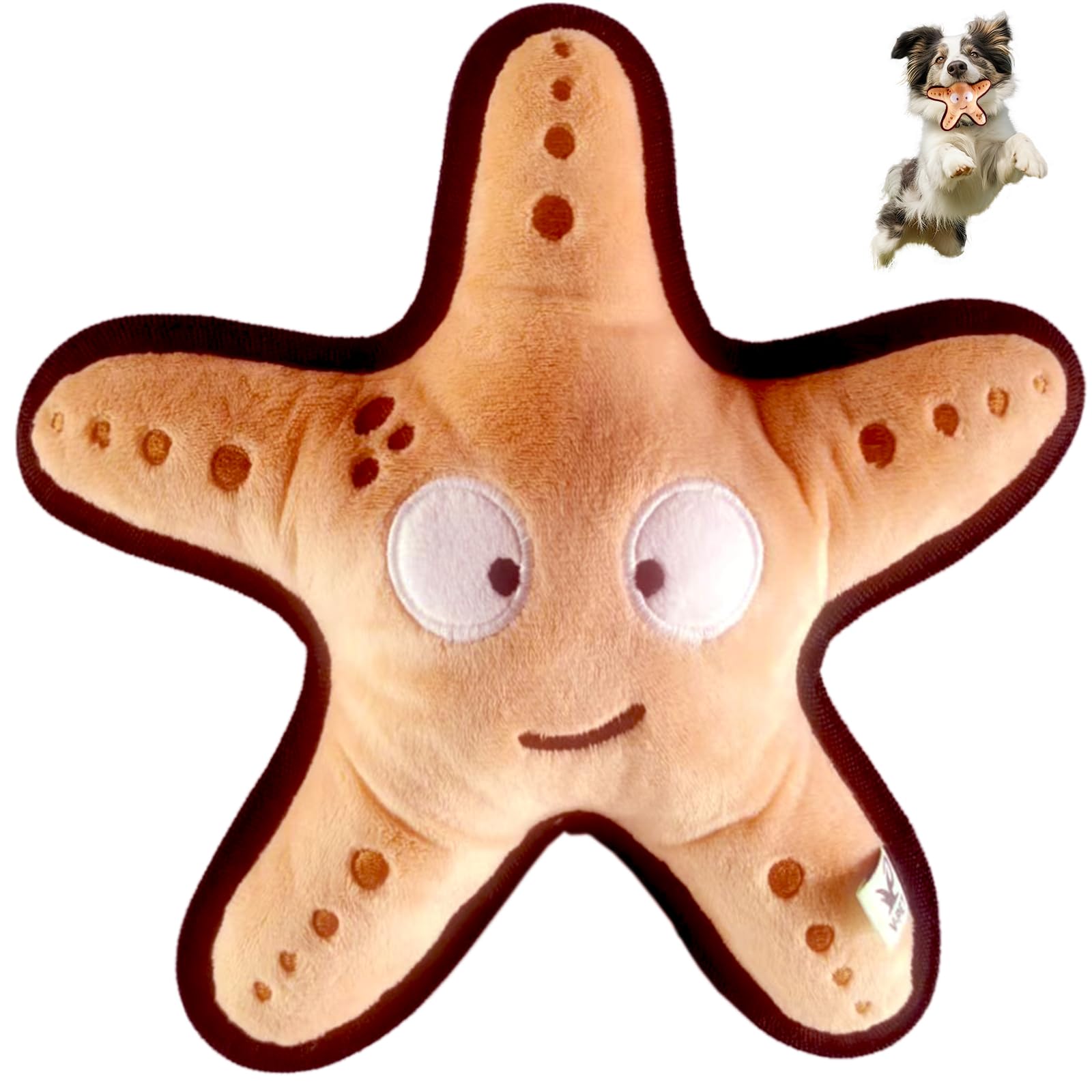 Duuclume Squeaky Starfish Dog Chew Toy, Interactive Plush Stuffed Dog Toys, Teeth Cleaning Dog Toys for Small to Large Dogs