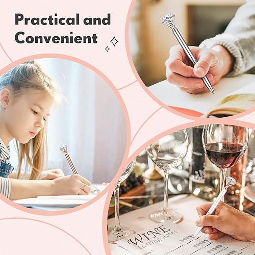 Miniatura 6 de Yexiya 48 bolígrafos de diamantes a granel, regalos de despedida de soltera para invitados, bolígrafo de cristal dorado rosa, bolígrafos brillantes