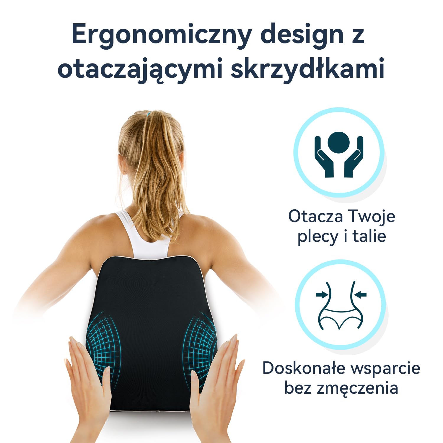 Travel Ease Zestaw Poduszki do Siedzenia i Poduszki Lędźwiowej z Pianka Pamięciowa, Ergonomiczny Komfort do Krzesła Biurowego, Samochodu, Domu i Podróży, Wsparcie dla Pleców i Pośladków, Czarny