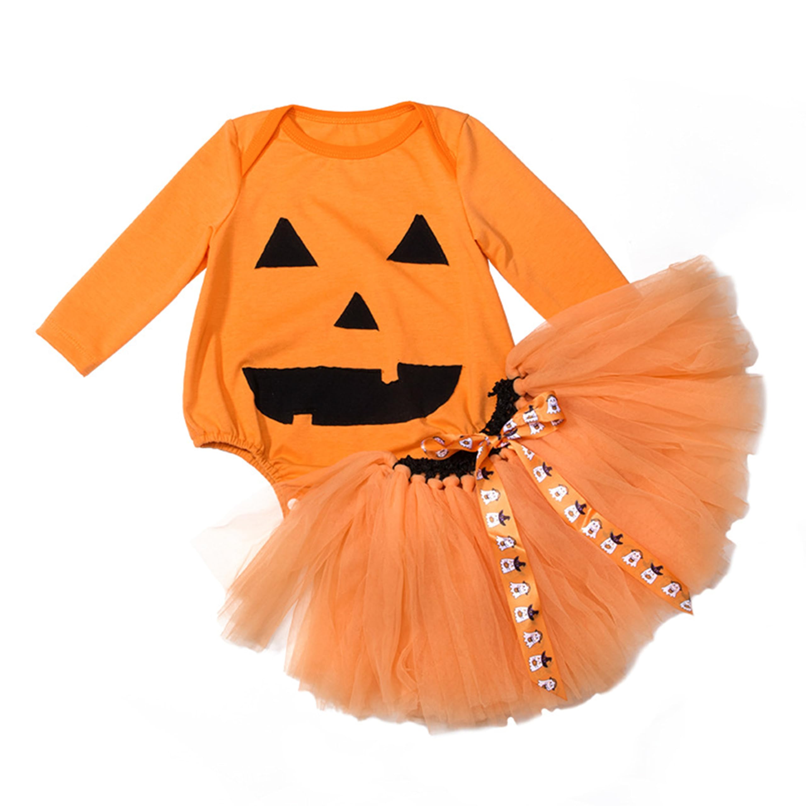 LIKPOJA Newborn Baby Girls My 1st Halloween Outfit Pumpkin Romper dress Tutu Skirt for Toddler Baby Girls Halloween Gifts Clothes Set Bodysuit(Halloween Tutu H,0-3 Months)