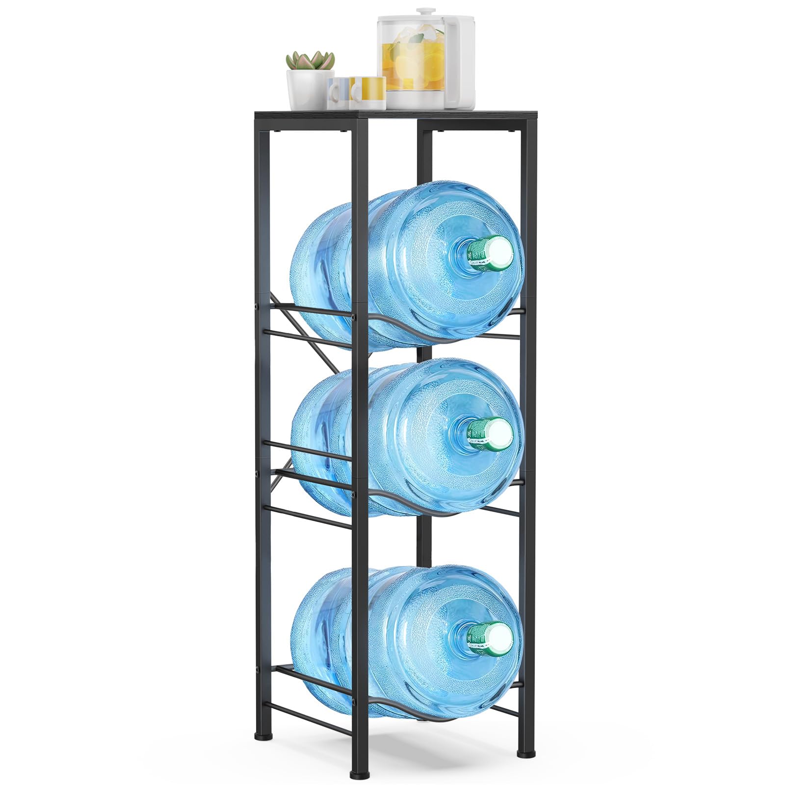 Housolution 3-tier 5 Gallon Water Jug Holder with Storage Shelf, Detachable 5 Gallon Water Bottle Holder, Water Bottle Organizer for Kitchen, Office,