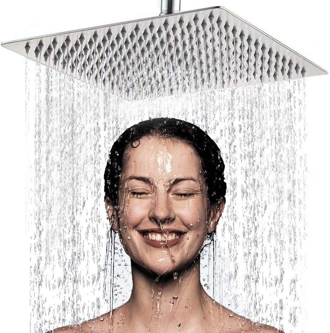 Rabbitstorm 8 Inch High Pressure Square Rain Shower Head, High Flow