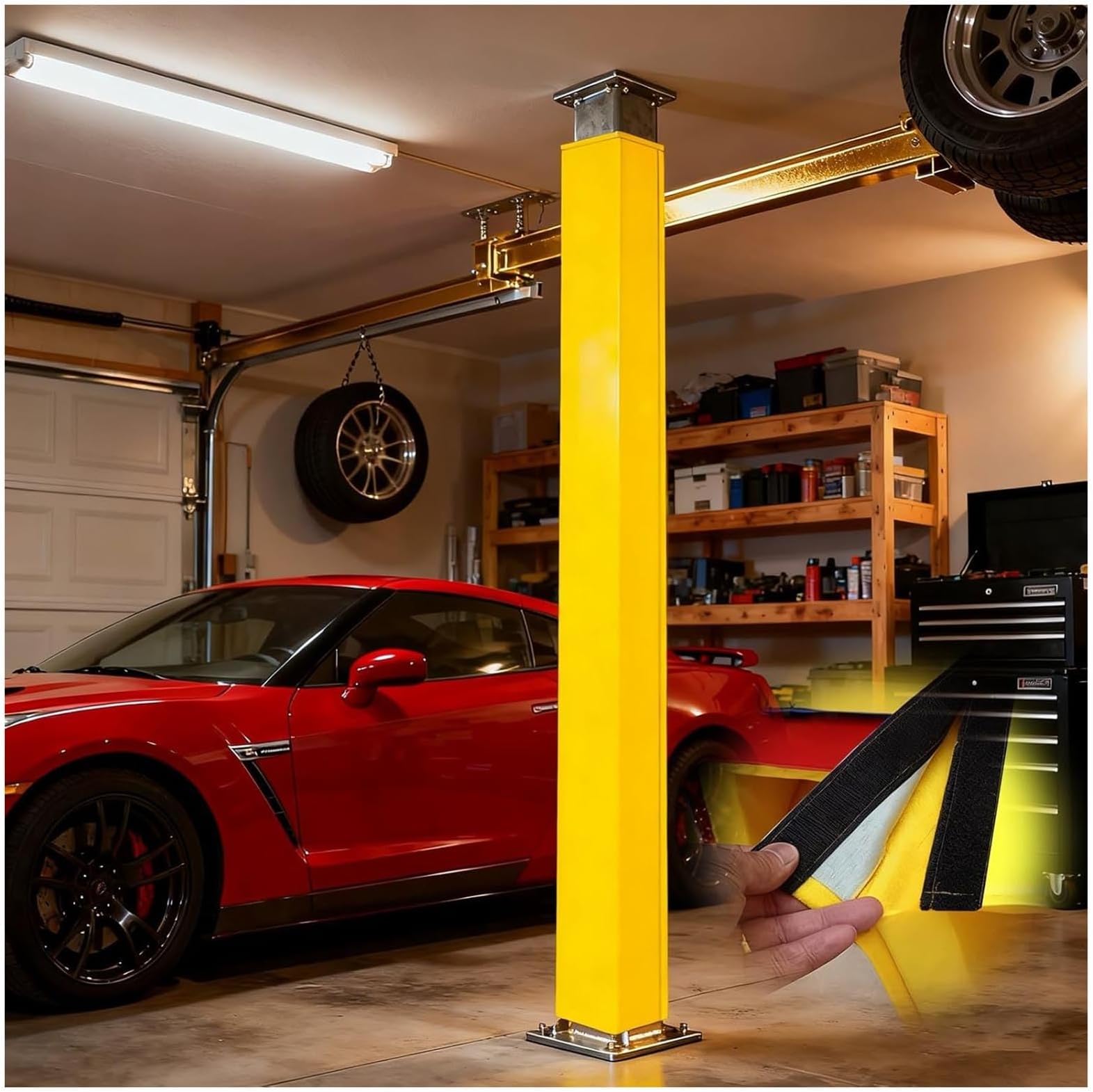 Garage Pole Padding Wrap Square Self Adhesive Basement Column Cover, Outdoor Basketball Pole Protector Pad Universal 1" Thick Playground Post Crash Pad
