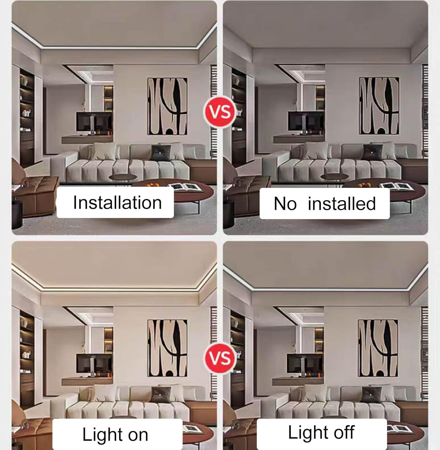 Black Led Track Ceiling Crown Molding Lighting, Linear Led Strip Diffuser for Wall Baseboard Lighting, Led Indirect Lighting Cove Moulding Trim(3.3ft/1m)