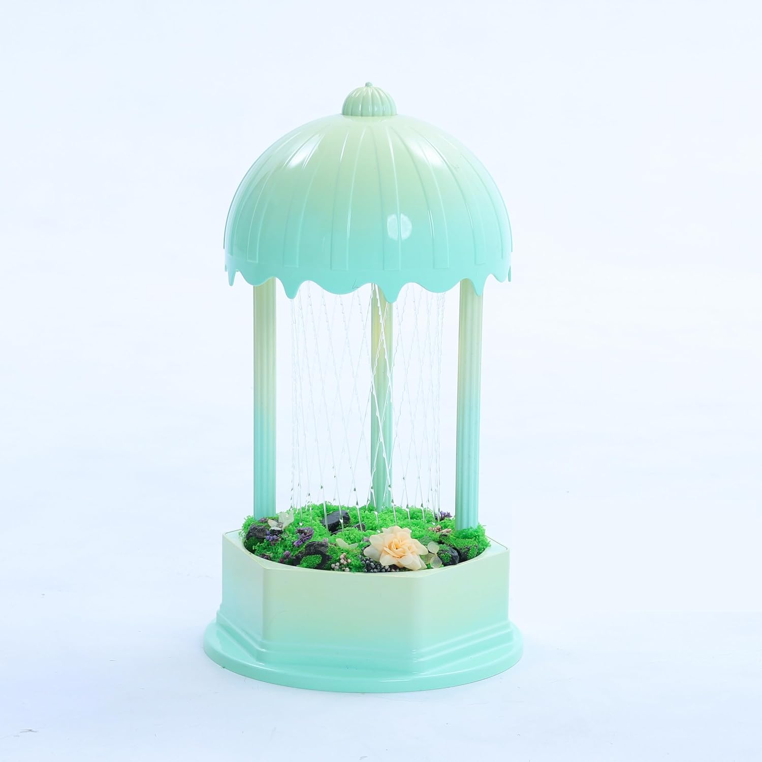 Forest Series Oil Rain Lamp Base, Gradient Green Nature-Inspired Mood Light, Customizable Display Stand for Art Figures, Ethereal Forestcore Decor for Bedroom & Sanctuary (Lamp Only)