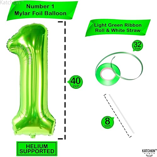 Miniatura 7 de Juego de globos gigantes de dinosaurio, 51 pulgadas, paquete de 8, globo verde para primer cumpleaños, grande, 40 pulgadas, suministros de fiesta de