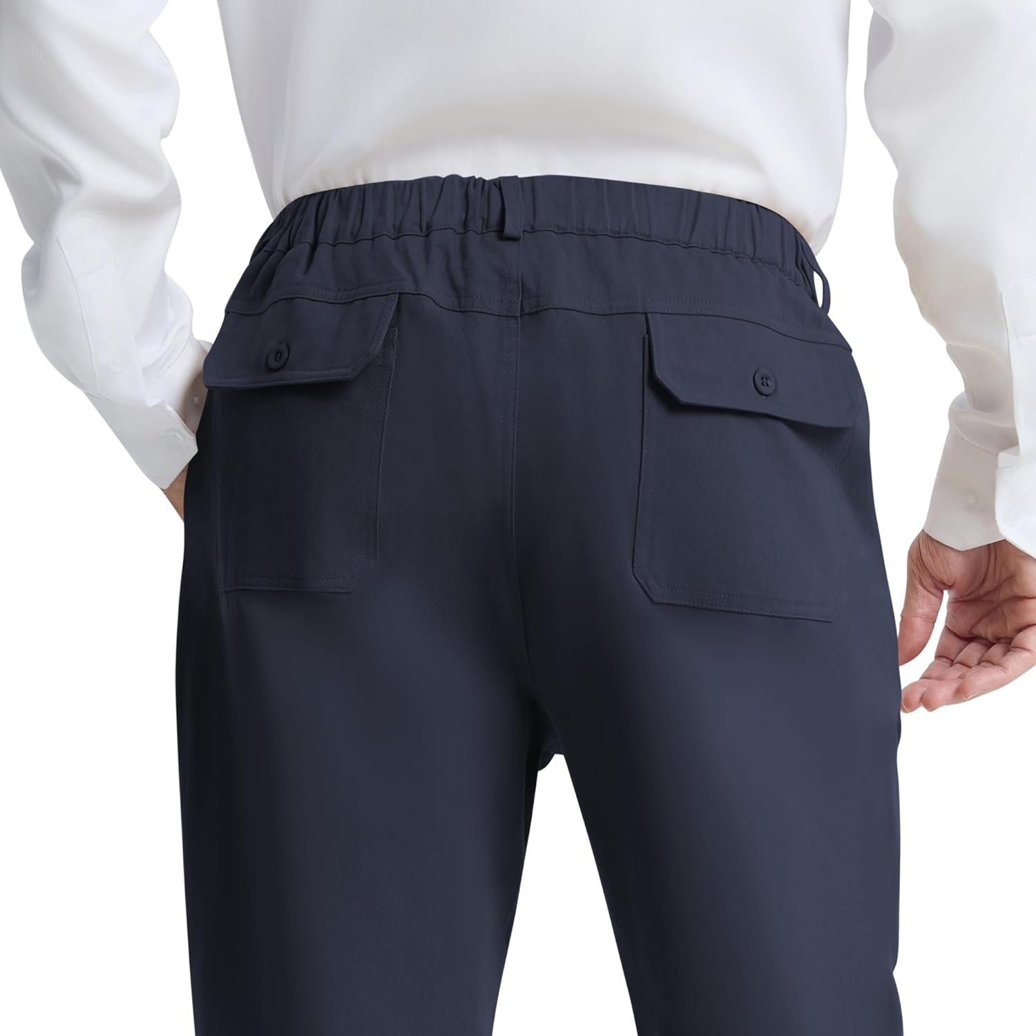 LETAOTAO Mens Elastic Waist Pants - Relaxed Fit Stretch Waistband Pull On Cotton Twill Casual Pants for Seniors - Image 6