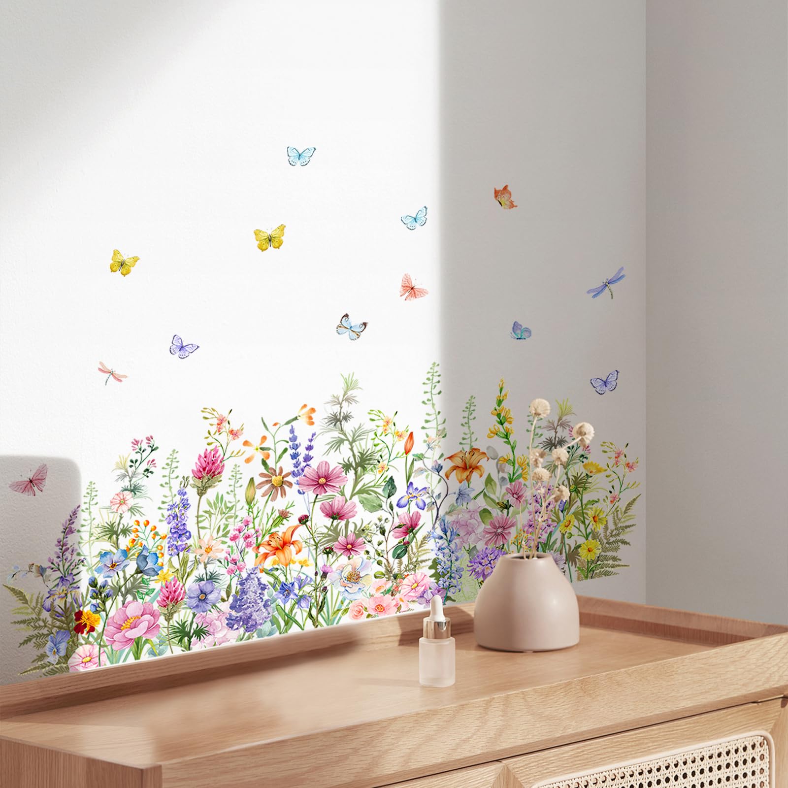 ufengke® Bellssm Tulpan e Farfalle Adesv Mural, Camera da Letto