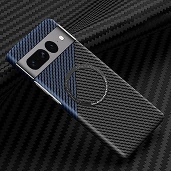 Magnetic Case for Google Pixel 7a Case Carbon Fiber Compatible with MagSafe Charger Aramid Fiber Slim Thin Shockproof Cover for Pixel 7a - Black&Blue