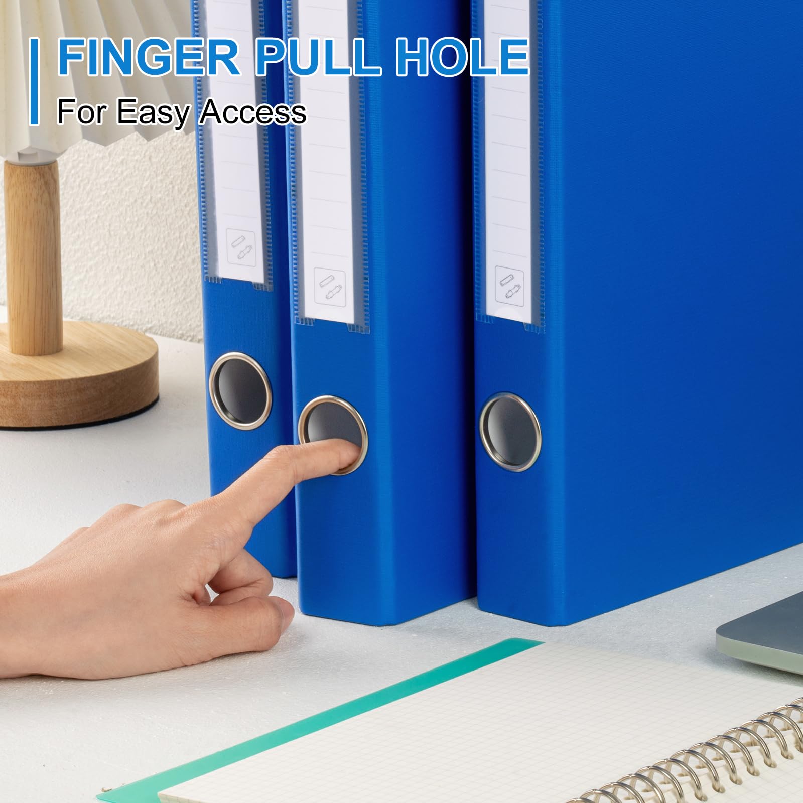 Raccoglitore ad Anelli con Portablocco, 4 Pezzi Raccoglitori ad Anelli A4, Dorso da 45 mm, 2 Raccoglitori a D e Portablocco, Cartella 2 in 1 per L'organizzazione dei Documenti, Blu