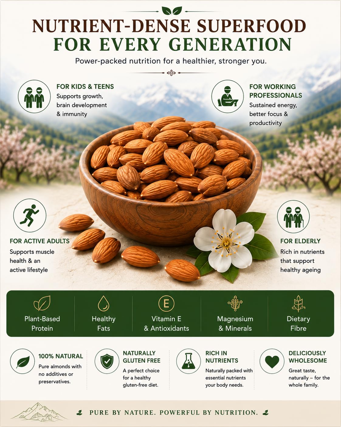 Anadi Sutra Kashmiri Mamra Almonds 120g | High Oil Content | More PUFA MUFA | Unpolished Badaam Giri | 100% Natural Crunchy Nuts & Dryfruits | Fresh As Just Harvested | Rich in Protein, Fiber | Natural Immunity Booster | Unpolished & Unprocessed 2