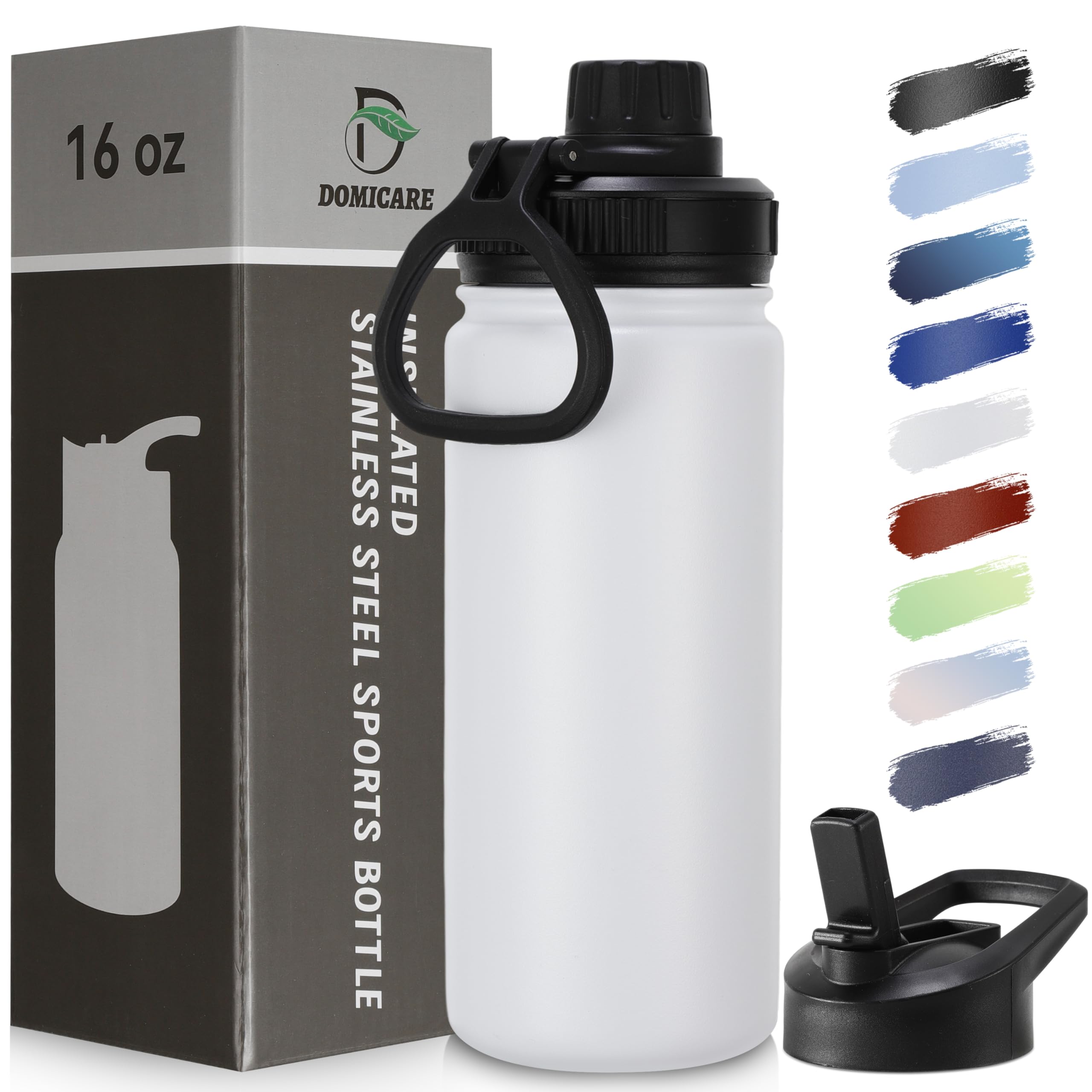 DOMICARE 16 oz Kids Water Bottle for School Stainless Steel Double Wall Vacuum Insulated Water Bottle with Straw