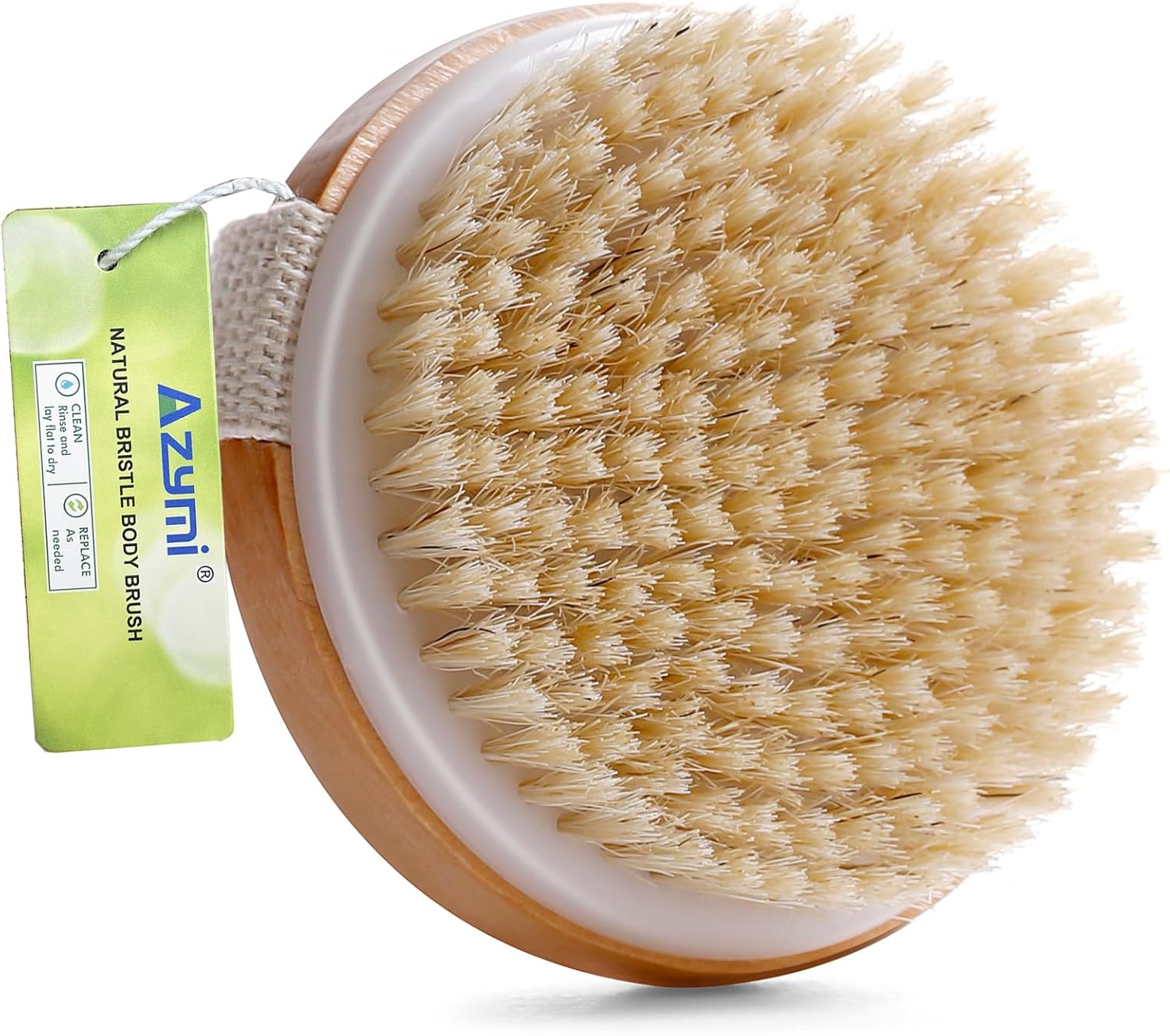 Dry Wet Body Brush, Body Scrub Brush Shower for Cleaning Exfoliating Lymphatic Drainage, Natural Wooden Brush Size 10.5×10.5CM Round