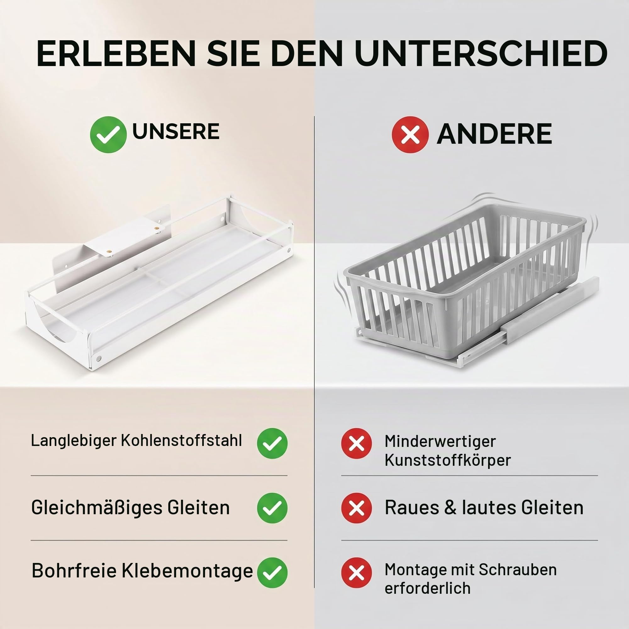 Zerodis Speicherregale Schiebetspur -Design Ausziehen Regal Einfache Installation mit Klebungsstapelbarer Küchenspeisekammer Organisation für Unterwäscheplatzierung Ausziehen Schrank Organizer