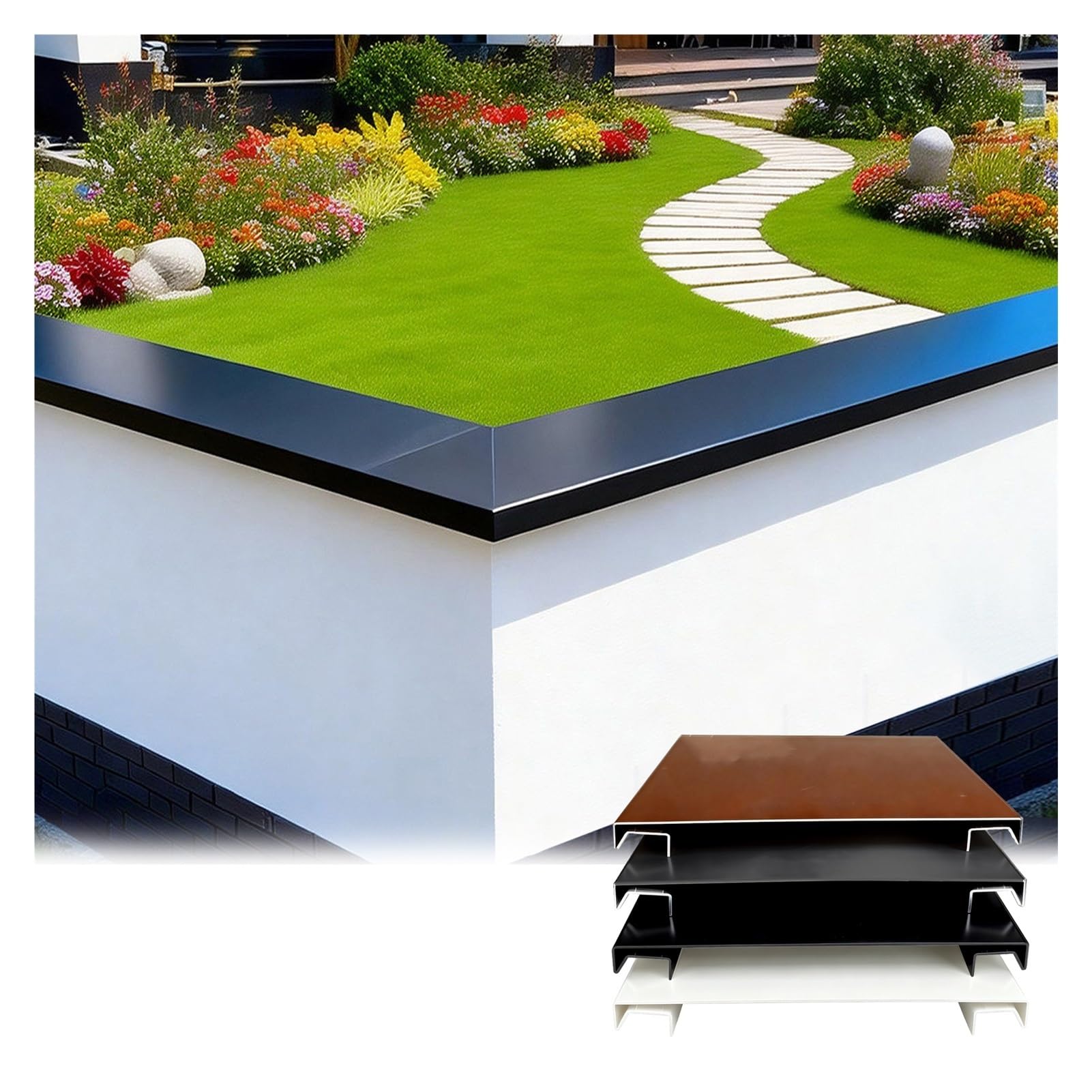 Scossalina In Alluminio Personalizzabile, Larghezza Regolabile 13-30,5 Cm, Con Canale LED, Gocciolatoio Per Muro, Spessore 0,2 Cm, Impermeabile