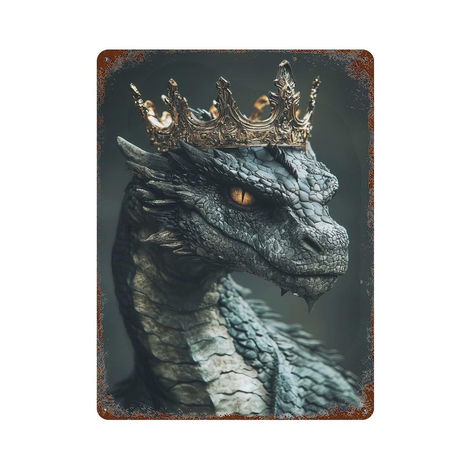 Dragon King Decorative Tin Sign 15.7"x11.8", Retro Wall Decor for Basement, Hobby Room And Garage Decor