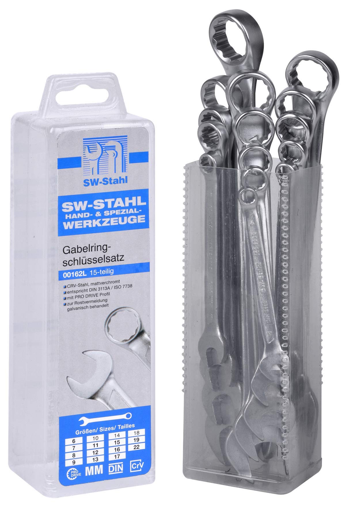 SW-Stahl Juego de Llaves Combinadas, 6-22 mm, 15 Piezas 00162L