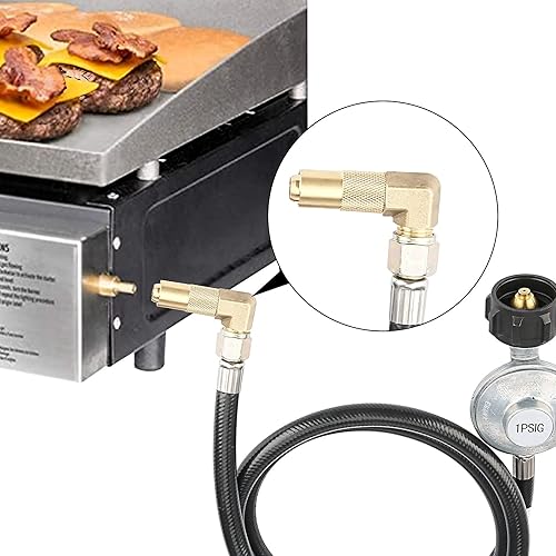 Miniatura 3 de Uniflasy Manguera adaptadora de propano de 5 pies con regulador para parrilla Blackstone de 17 pulgadas22 pulgadas, regulador de parrilla de gas