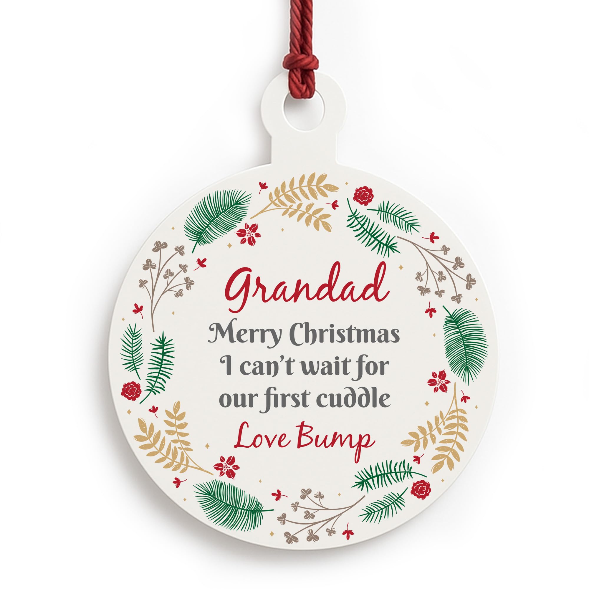Red Ocean Merry Christmas Grandad To Be From Bump Acrylic Bauble For New Grandad Christmas Tree Decoration Baby Bump Beautiful Keepsake