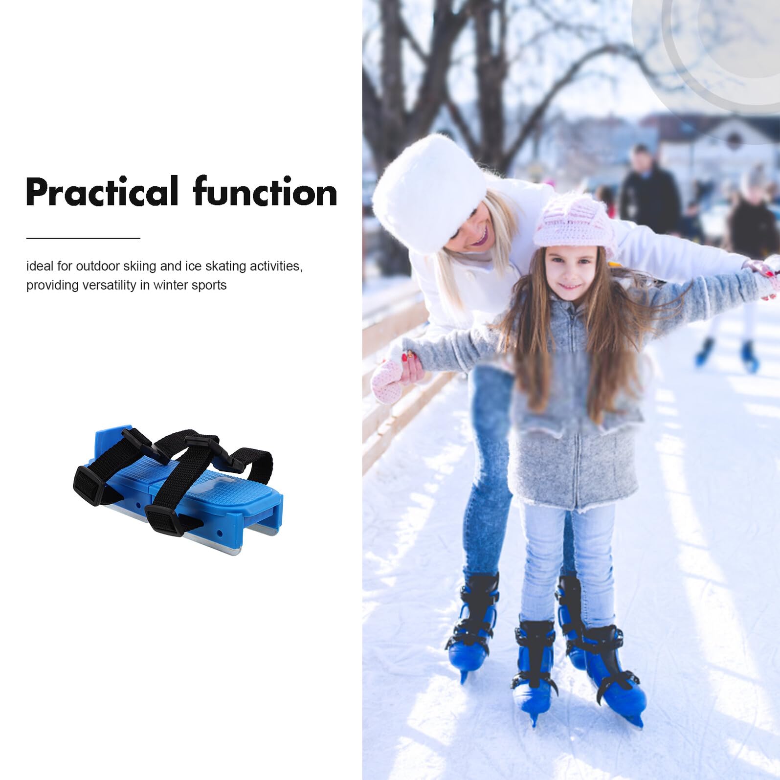 Mikikit Pattini da Ghiaccio per Bambini a Doppia Lama Blu Regolabili, Scarpe da Pattinaggio Sicure e Comode per Sport Invernali all’Aperto, Assistenza per Principianti e Allenamento