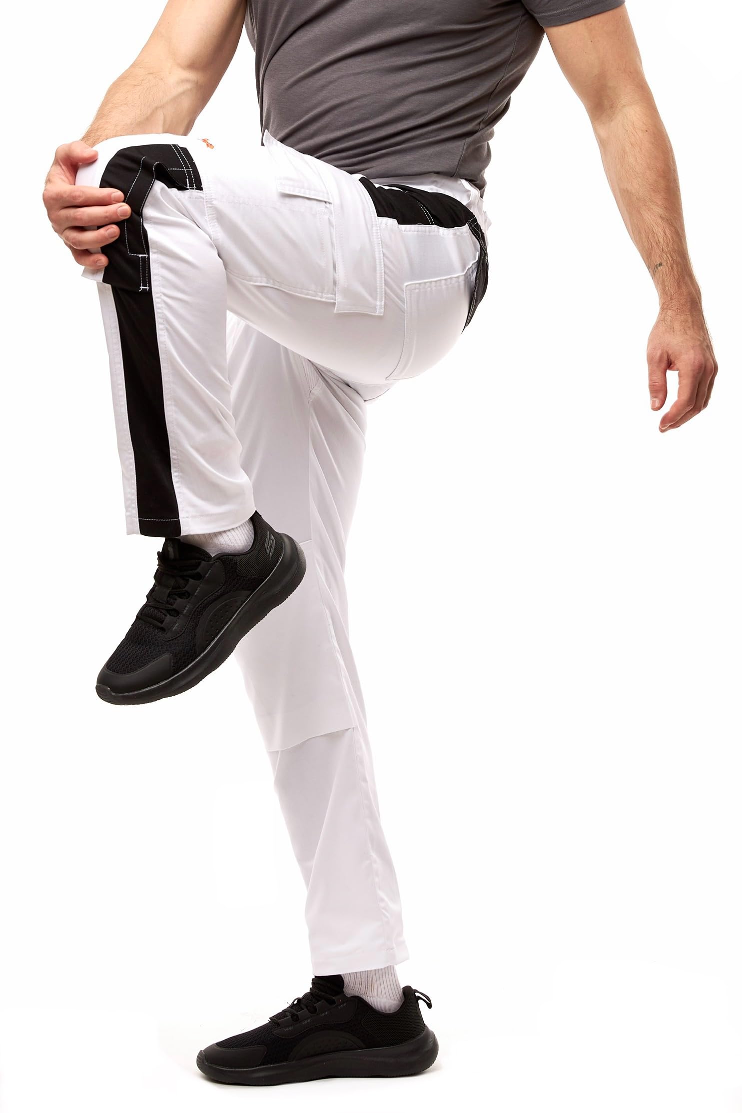 strongAnt Pantalones de Pintor para Hombre Powerstretch con Prácticos Bolsillos - Blanco-Negro Talla 46